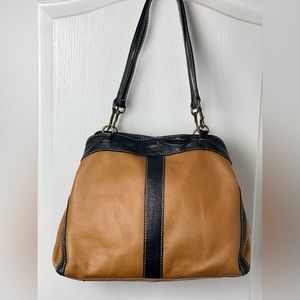 American Leather Co. Leather & Suede Shopper - Brookfield Cafe Latte Black Bag
